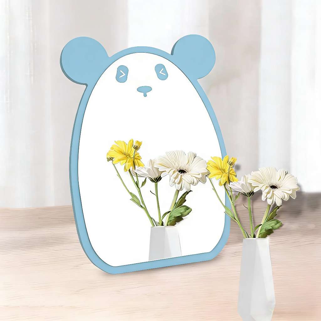 209彩色木质化妆镜卡通桌面台式单面镜可折叠美妆补妆梳妆公主镜