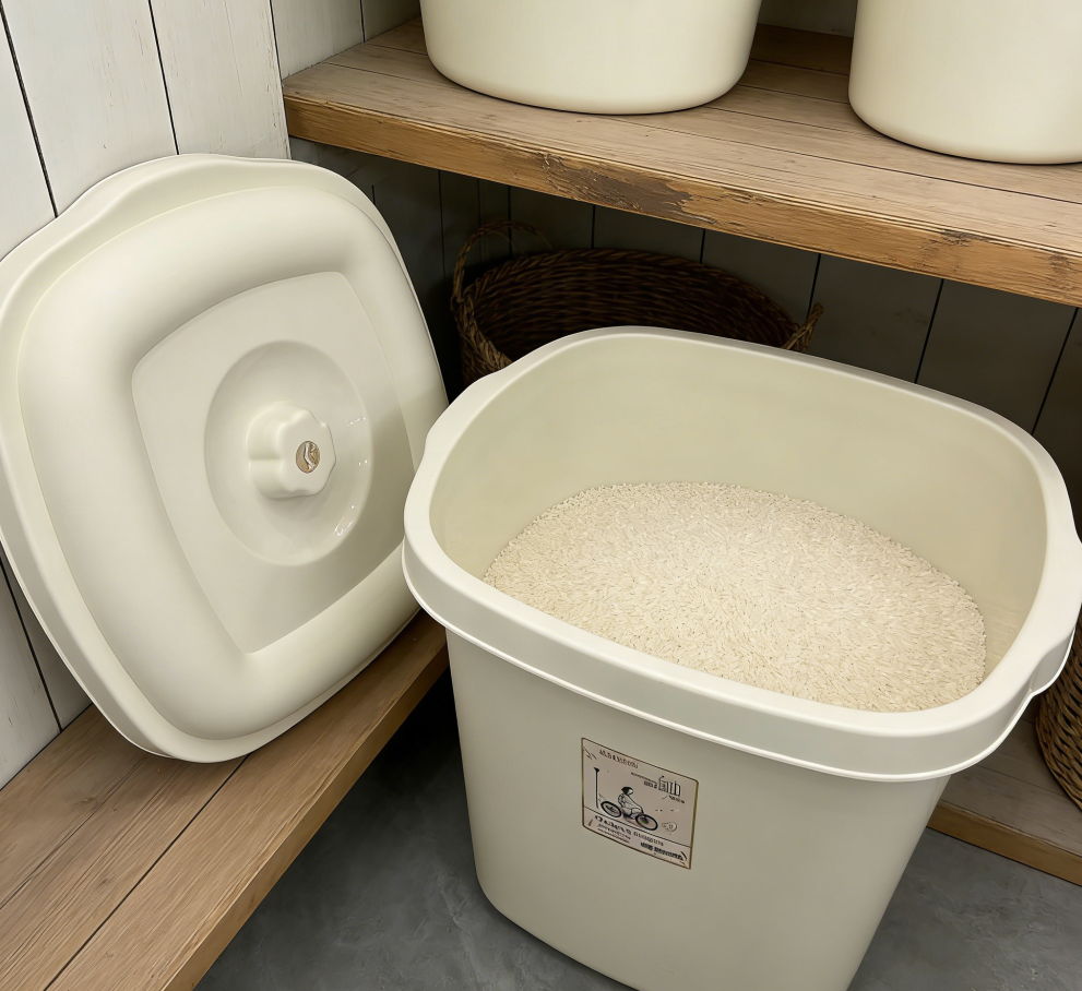 Food-grade rice bucket, household large-capacity, covered, moisture-proof, insect-proof and sealed flour and grain storage box