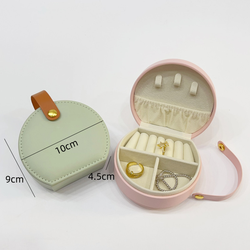Qiyun jewelry packaging small handbag storage box PU Travel simple earrings ring storage and organization box wholesale Specification image