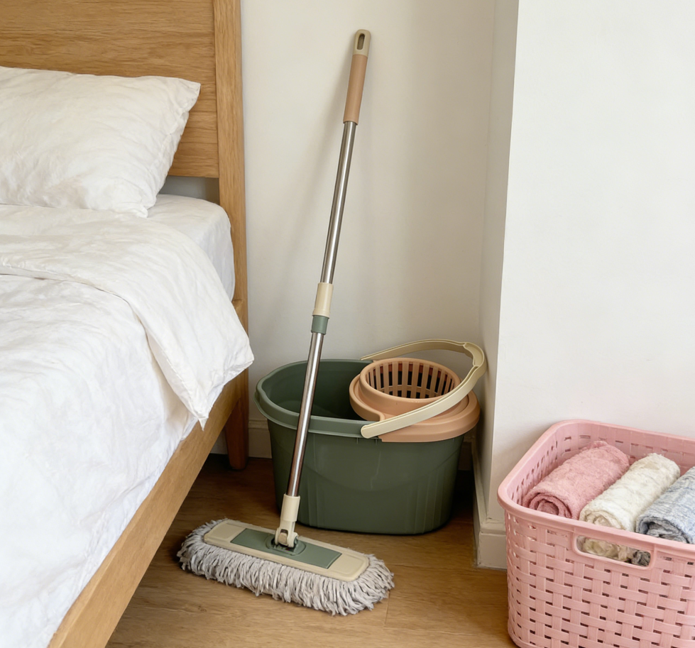 Household cleaning extruded water bucket with plastic wheels, durable thickened mop, floor mop bucket, mop cloth bucket, mop, hand-washable mop details Picture