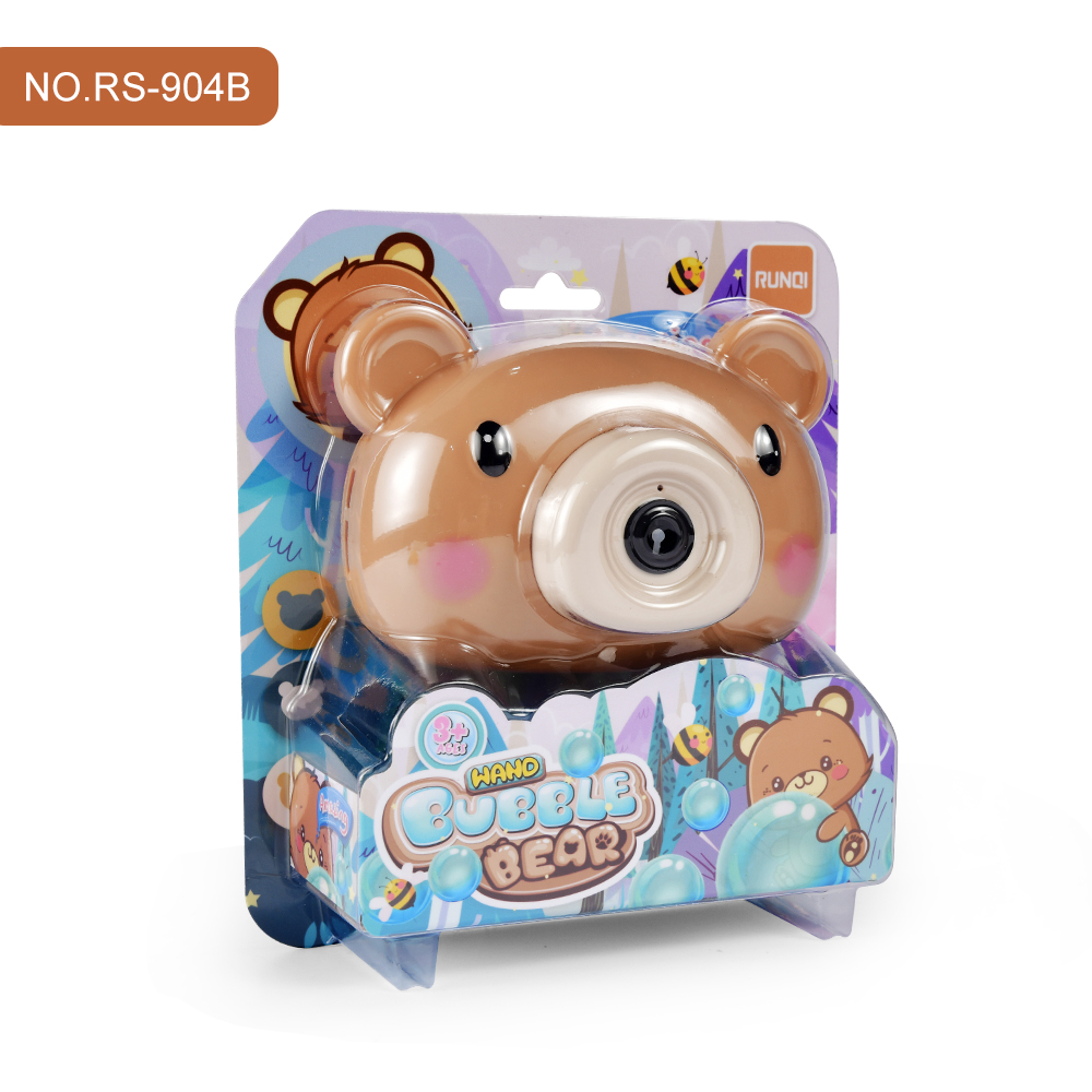 跨境电商爆款儿童电动粉猪棕熊泡泡相机带灯光音乐全自动泡泡机玩具