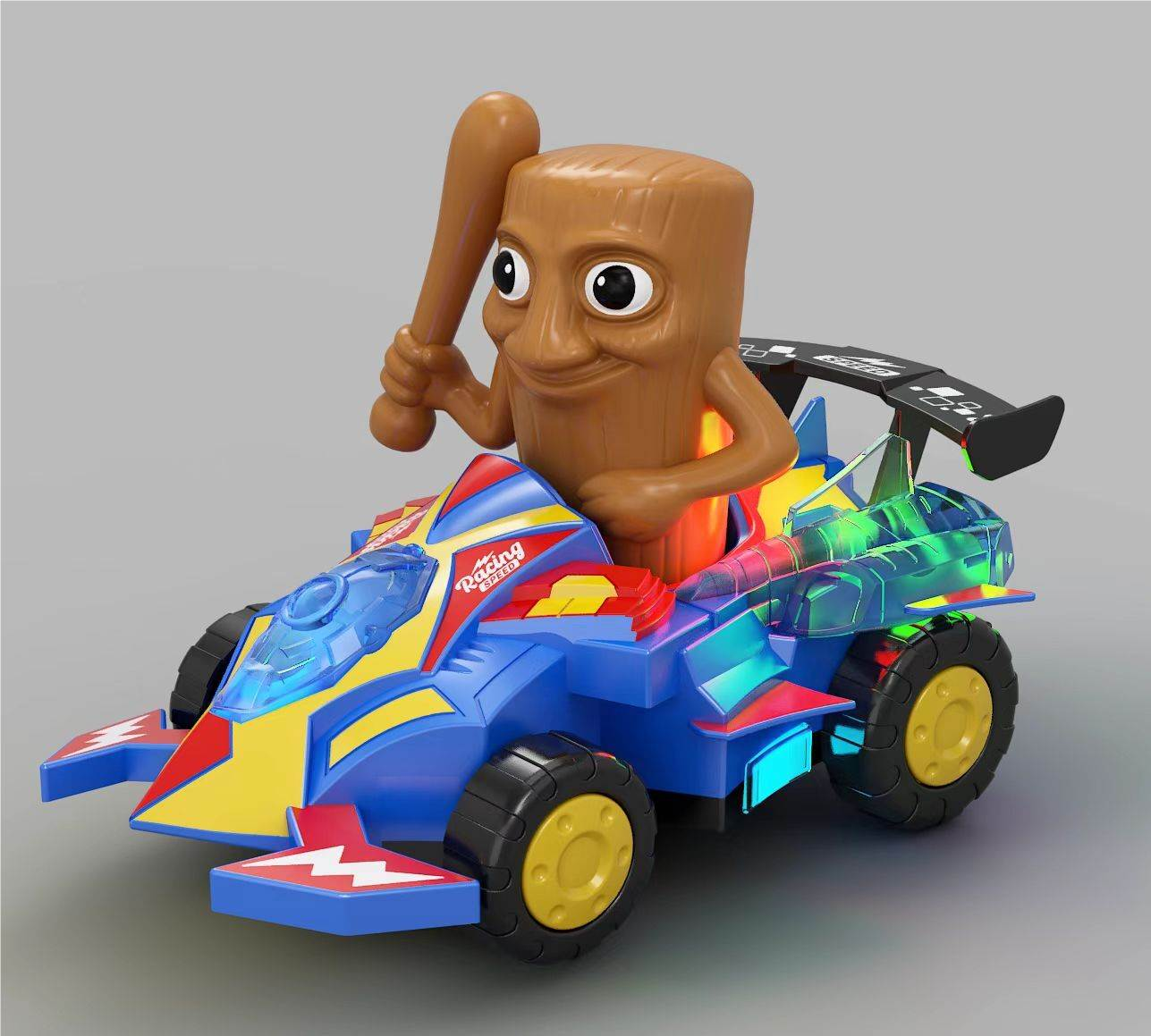 跨境电商儿童火爆款电动万向灯光山海经木棍人库洛米美国队长拉步步喷雾赛车电动万向赛车