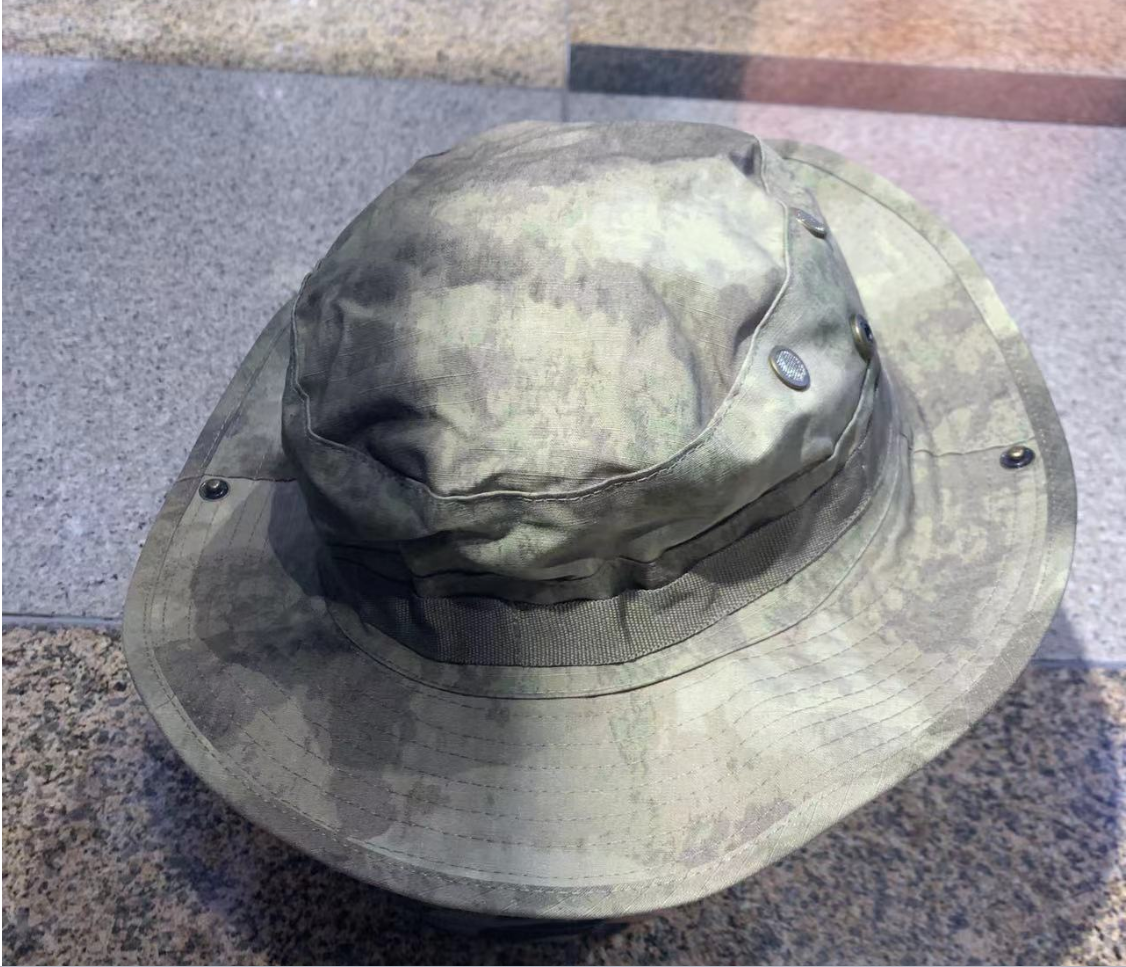 Outdoor sports camouflage round hats, mountaineering casual men's and women's sports sun hats, sun-protective penney hats, fisherman hats Specification image