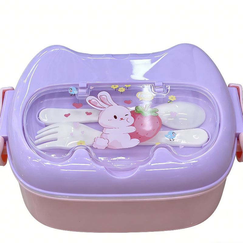 Children's cartoon bento box, student portable and cute wild meal box, new lunch compartment outdoor lunch box Item Picture