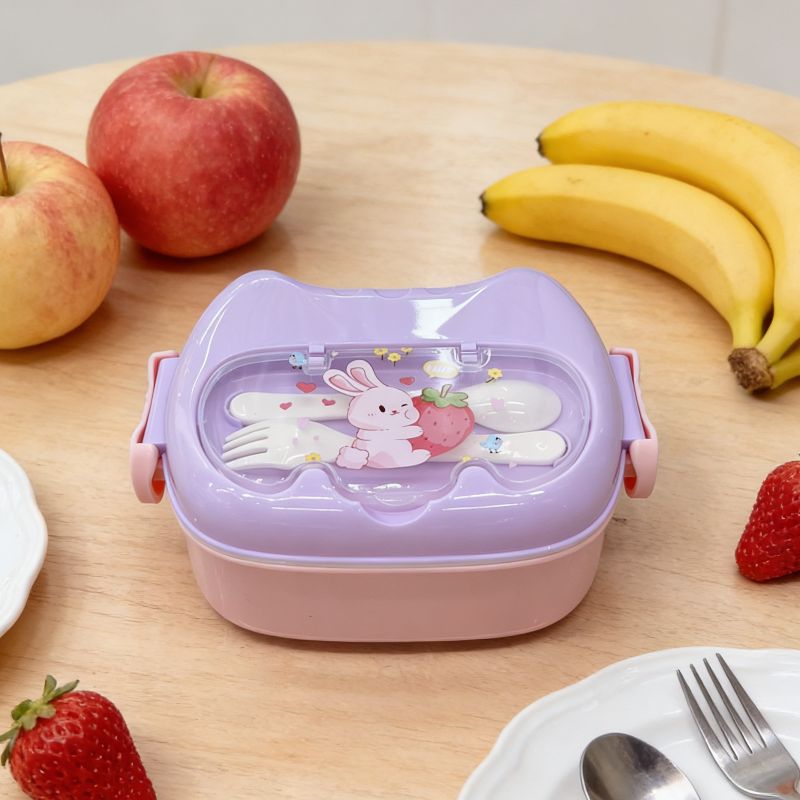 Children's cartoon bento box, student portable and cute wild meal box, new lunch compartment outdoor lunch box Specification image