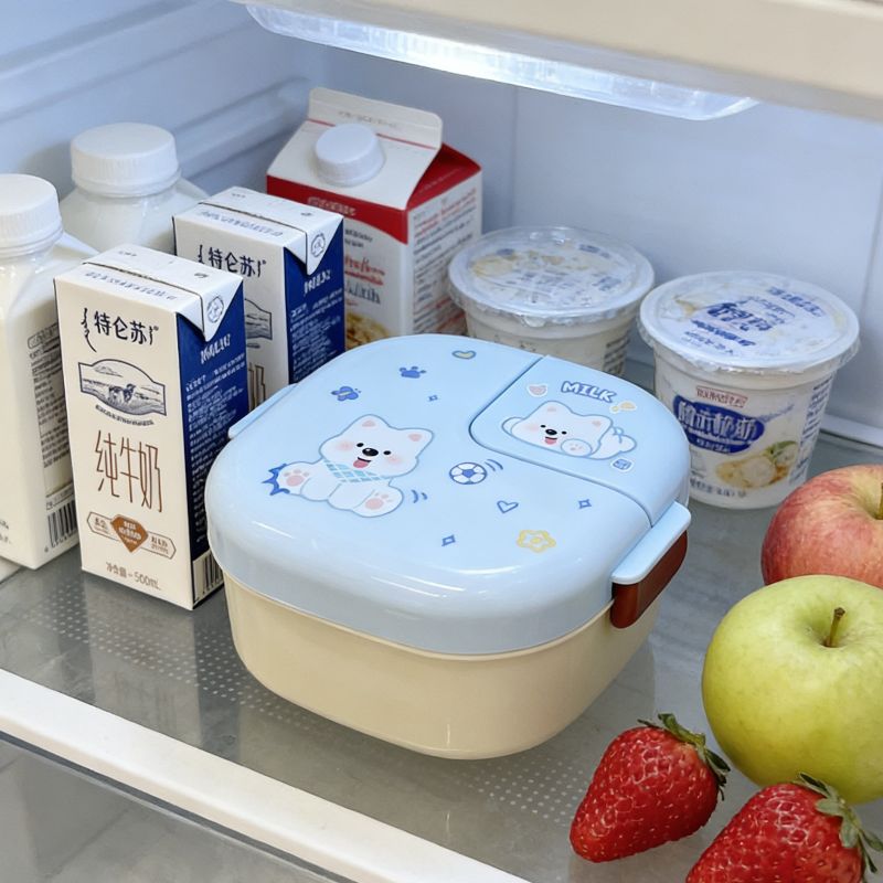 Cartoon bento box, portable and cute picnic box, new lunch compartment, outdoor lunch box, plastic details Picture