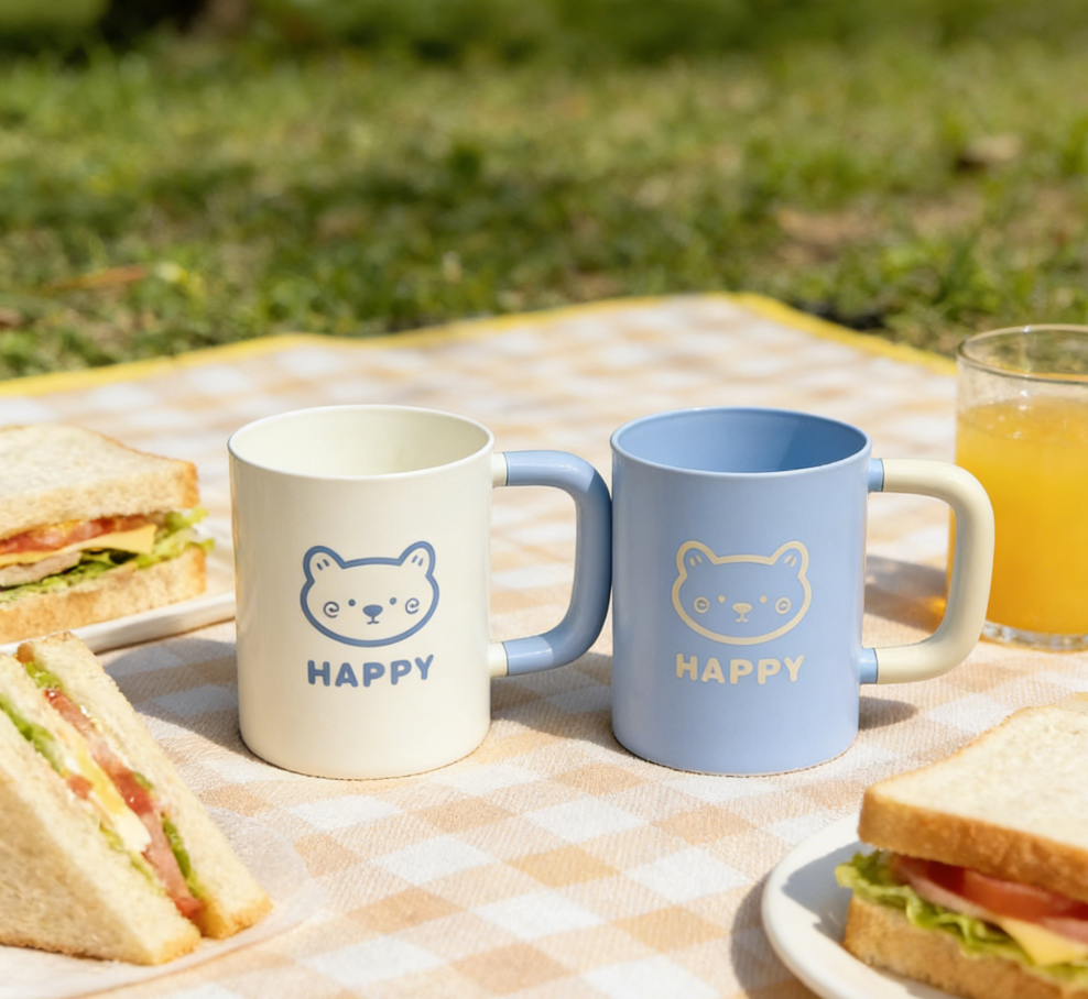 Student dormitory cartoon-style couple plastic household toothbrush and mouthwash cups Specification image