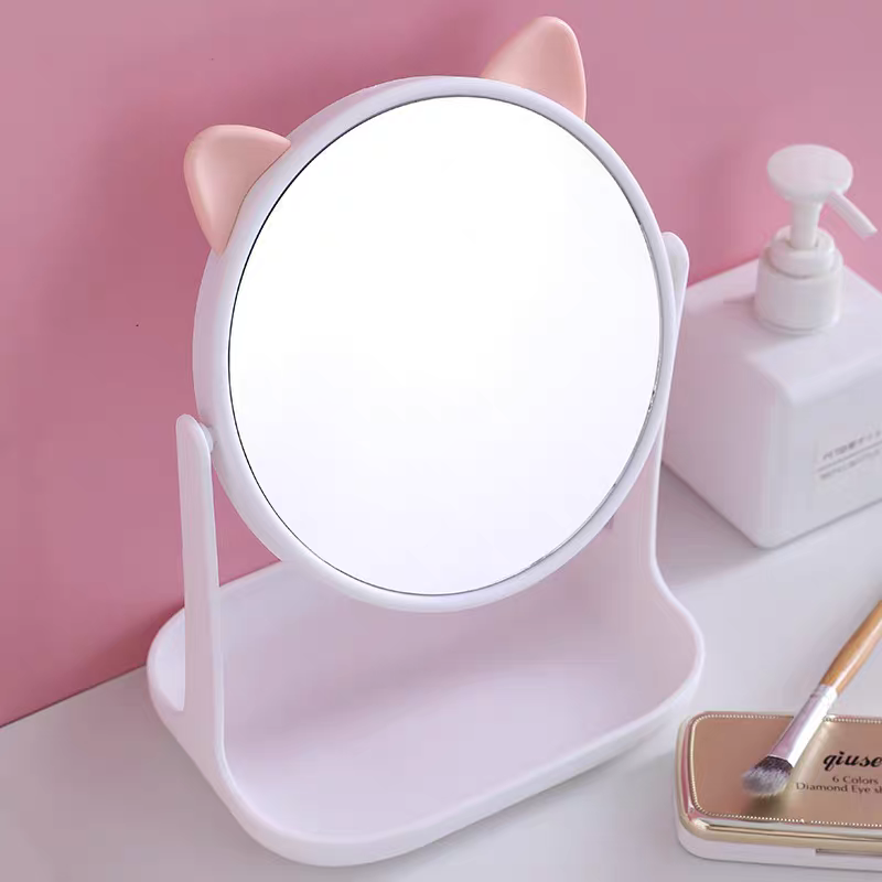 201B韩风少女心桌面台式化妆镜ins欧式宿舍公主镜美容梳妆镜子带收纳详情图4