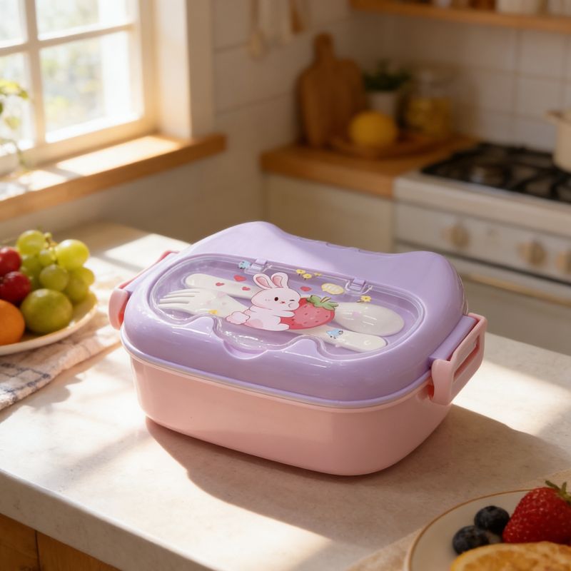 儿童卡通便当盒学生便携可爱野餐盒新款午餐格户外饭盒