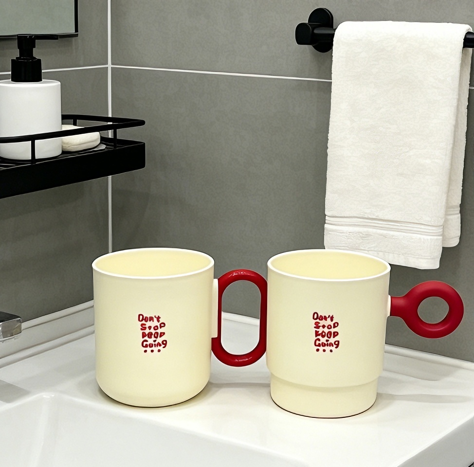 ins high-appearance-level mouthwash cup, home couple bathroom washbasin cup, creative large-capacity toothbrush cup with handle, tooth bucket