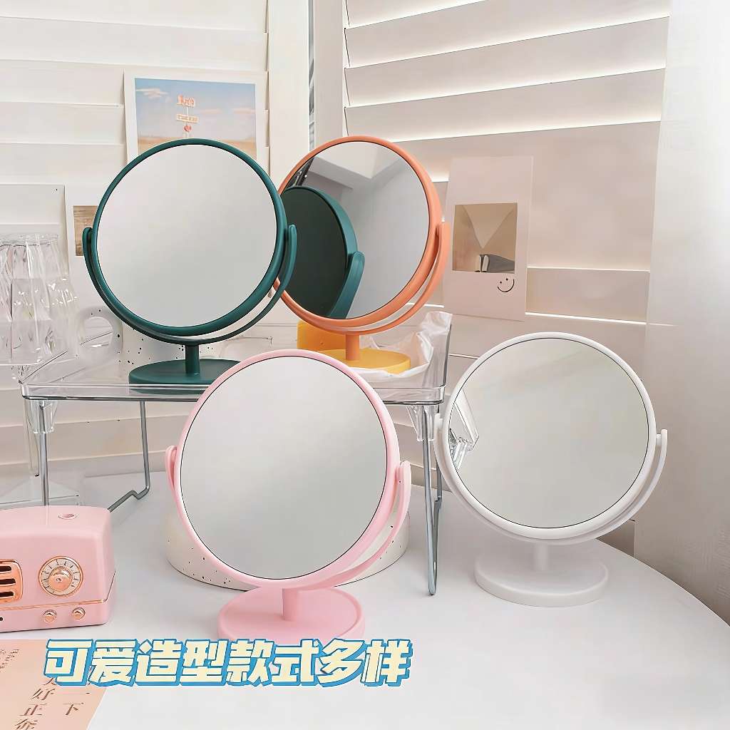 521B韩风少女心桌面台式化妆镜ins欧式宿舍公主镜美容梳妆镜子带收纳