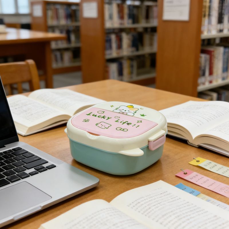 Cartoon bento box, portable and cute student picnic box, new lunch compartment, outdoor lunch box, plastic Application Scenario