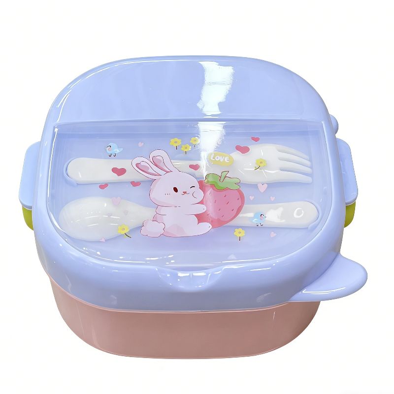 Cartoon bento box, portable and cute student picnic box, lunch compartment, outdoor lunch box, plastic Item Picture