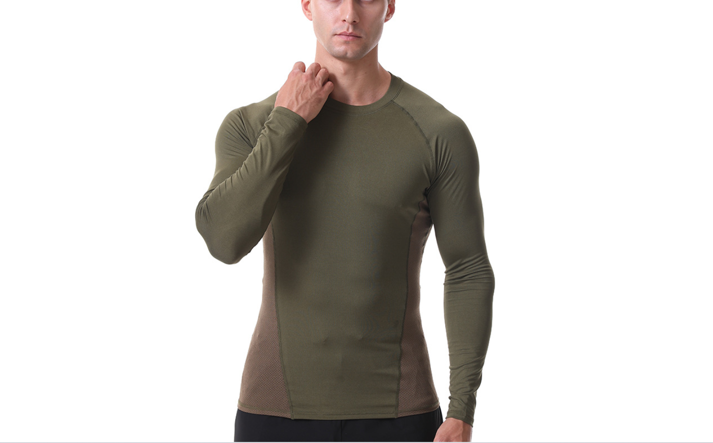 男士春夏季户外晨跑训练服薄款速干运动衣健身瑜伽服透气高弹紧身篮球衣