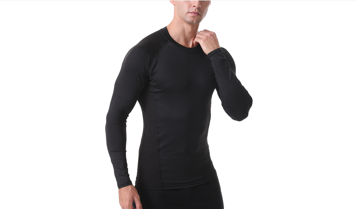 男士春夏季户外晨跑训练服薄款速干运动衣健身瑜伽服透气高弹紧身篮球衣细节图