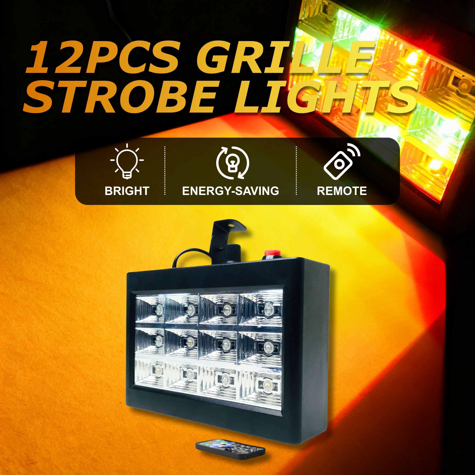 Factory Wholesale 12 Grille Stroboscopic Lights, Ktv, Nightclub Stage Lights, Led Electronic Flashing, Sound Control, Three-Color Self-Propelled Flashing Lights, Atmosphere Rendering