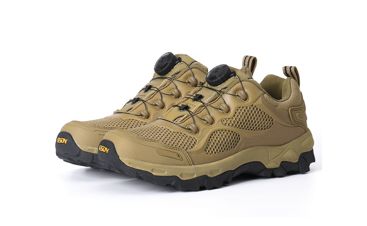 新款户外男士跑步运动鞋春夏季网纱登山鞋骑行训练粘胶鞋徒步旅行鞋透气舒适白底实物图