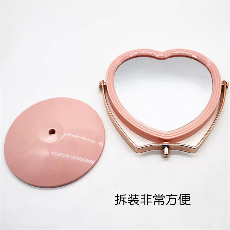 940实色爱心化妆镜家用桌面台式梳妆台镜子办公室卧室梳妆镜学生宿舍放大产品图