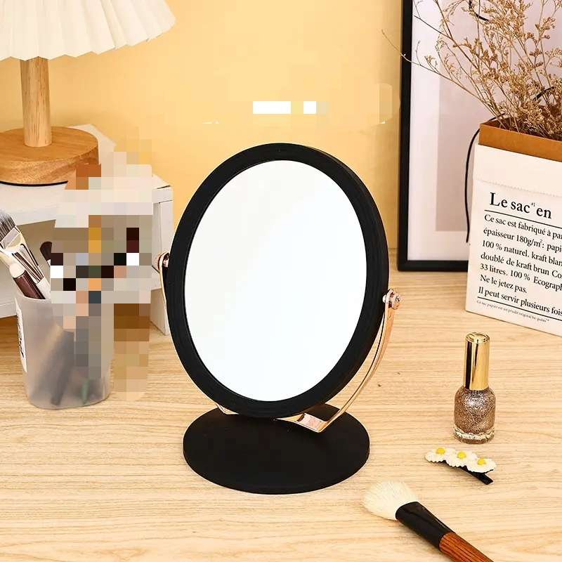 940椭圆形360度旋转镜子高清 双面台式化妆镜不锈钢放大镜化妆镜家用桌面镜