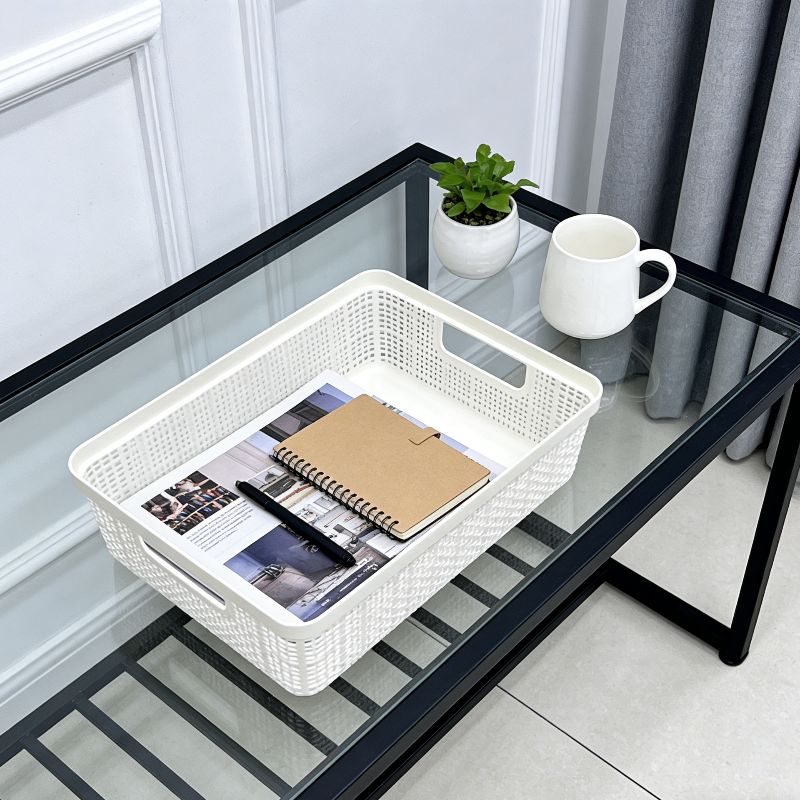 Wholesale plastic storage baskets, desktop sundries storage frames, kindergarten toy storage boxes, kitchen snack medium-sized storage baskets Specification image