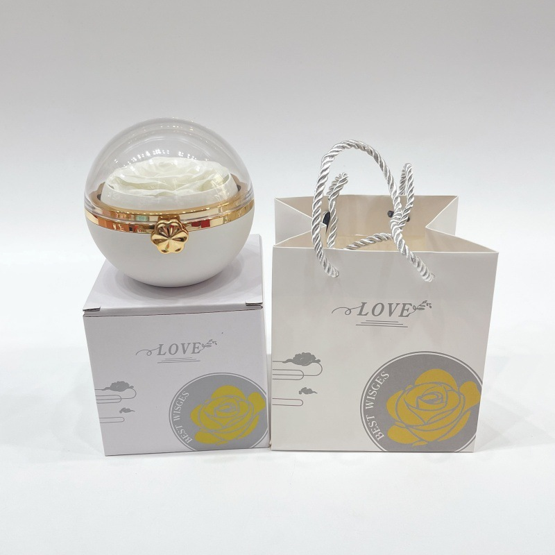 Cross-border best-selling rotating rose gift box, Valentine's Day proposal and confession round rotating soap flower jewelry box details Picture