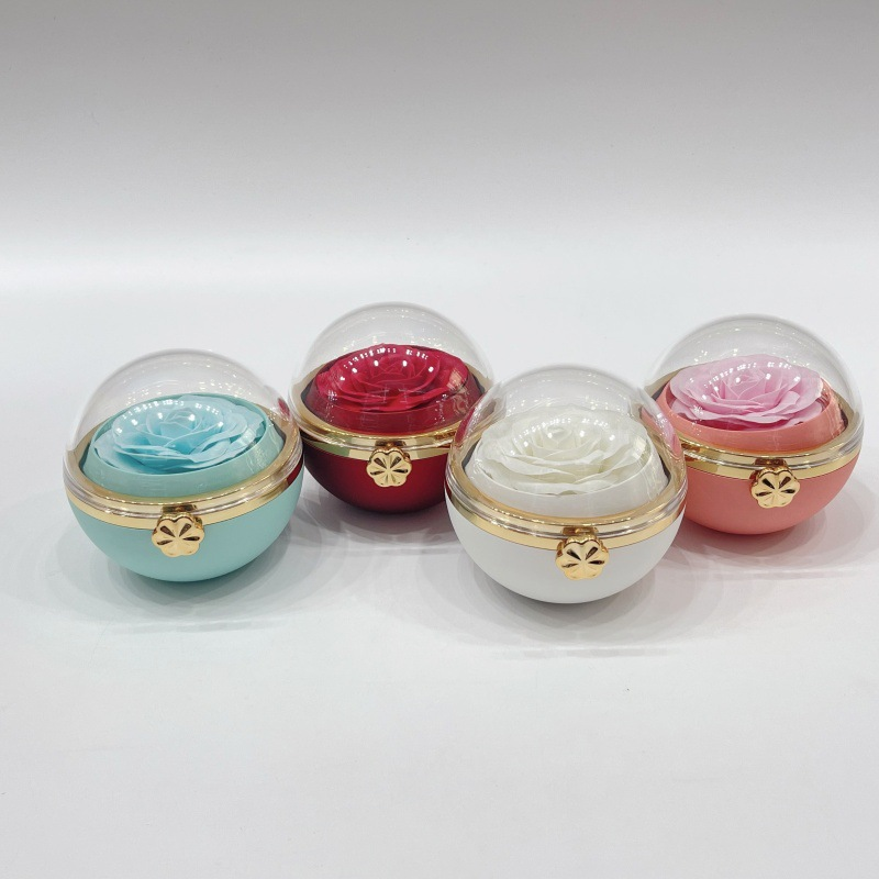 跨境热销旋转玫瑰花礼盒情人节求婚表白圆形旋转香皂花首饰盒