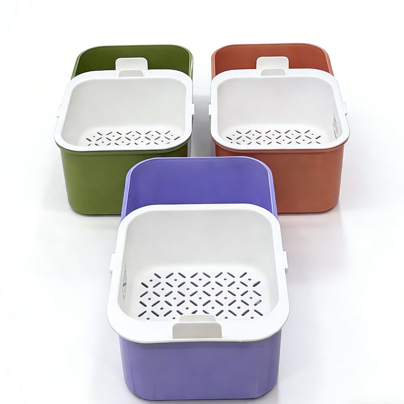 Double-layer household kitchen fruit washing and draining basket for fruits and vegetables, multi-functional living room vegetable basket, plastic storage basket Item Picture