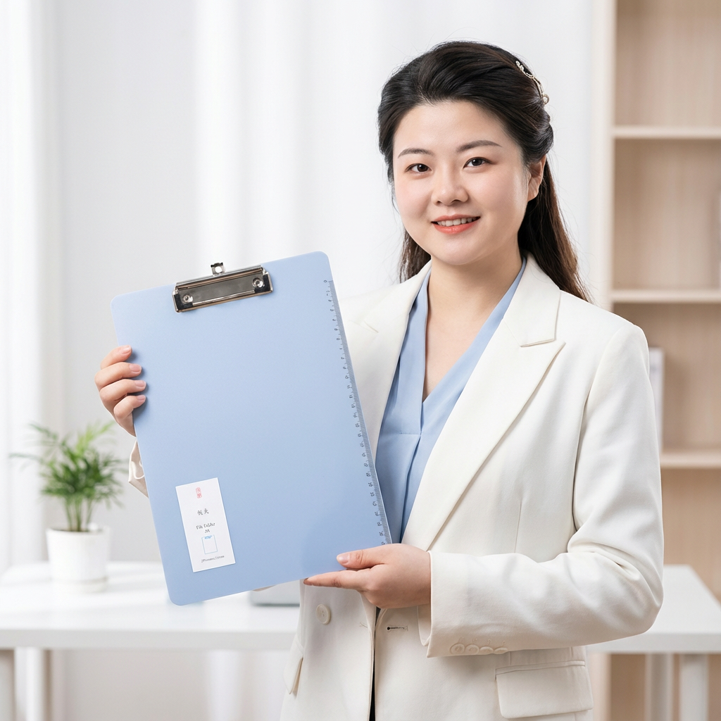 得力带刻度标识半透明书写考试垫板办公会议A4板夹