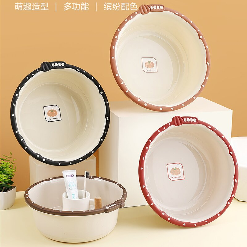 Cute pumpkin ceramic washbasin, household foot basin, children's cartoon plastic stainless steel multi-functional face and foot basin