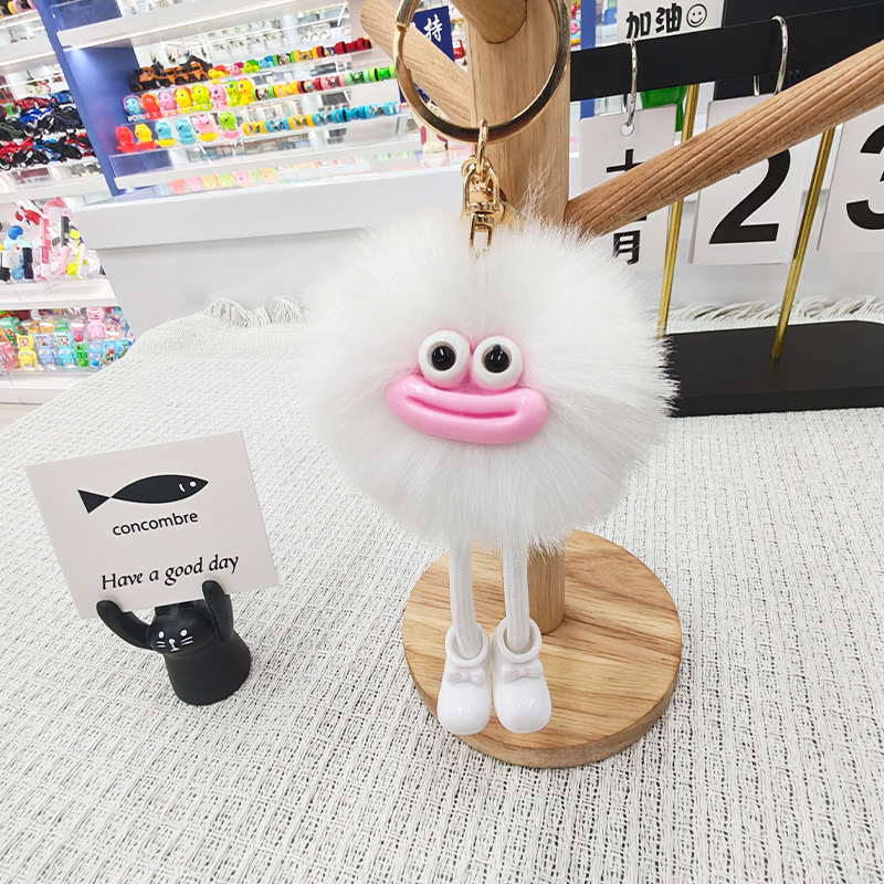 仿水貂毛绒搞怪公仔挂件小煤球香肠嘴钥匙扣韩国毛绒书包公仔钥匙坠车载书包挂饰礼物卡通变身钥匙扣变装公仔挂件毛绒玩具可爱批发白底实物图