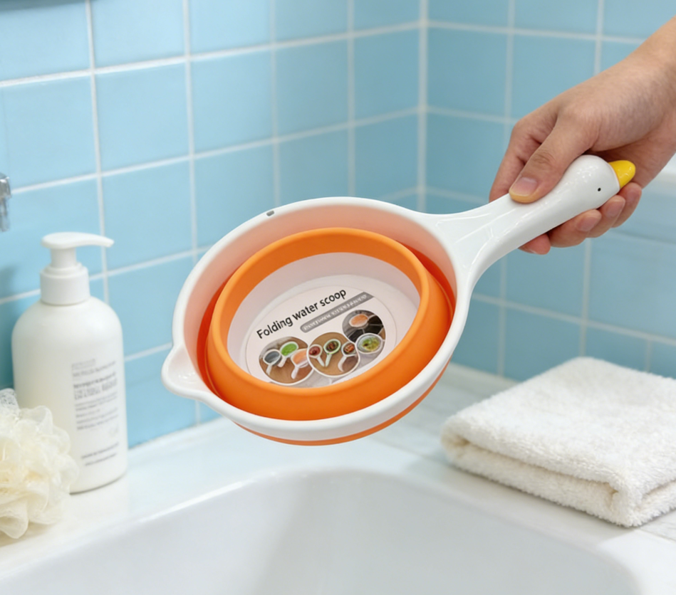 The folding draining basket and water spoon are convenient and easy to hold. They are easy to wash vegetables and have a folding function. Wholesale of folding water ladles and draining ladles Item Picture