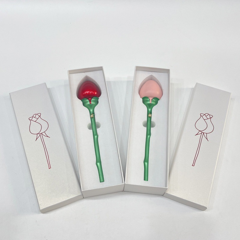 新款自动打开一枝玫瑰花首饰盒珠宝包装收纳盒戒指吊坠饰品盒