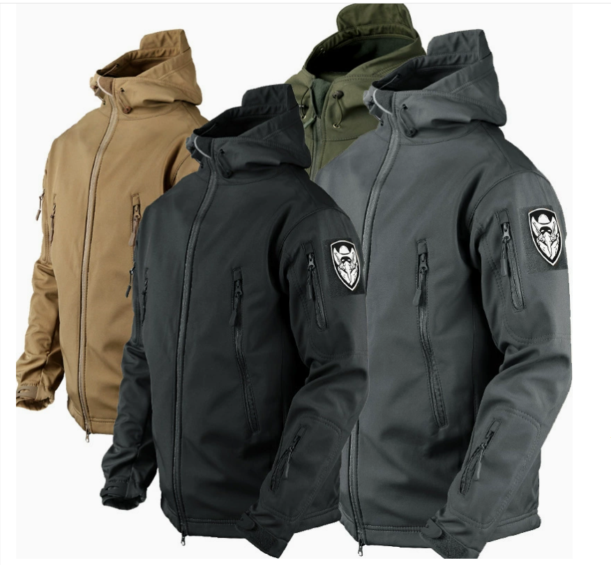 潜行者男士户外防风衣软壳耐磨服加绒加厚迷彩服冲锋衣抓绒骑行防风服