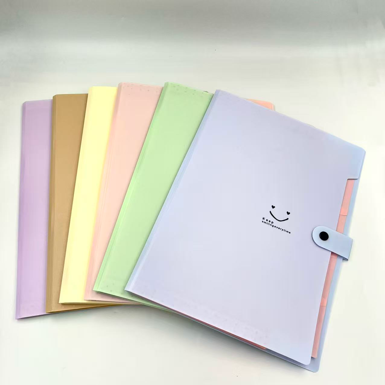 Smiling face organ bag, student cartoon printed organ holder, office supplies folder, file folder, snap button test paper bag