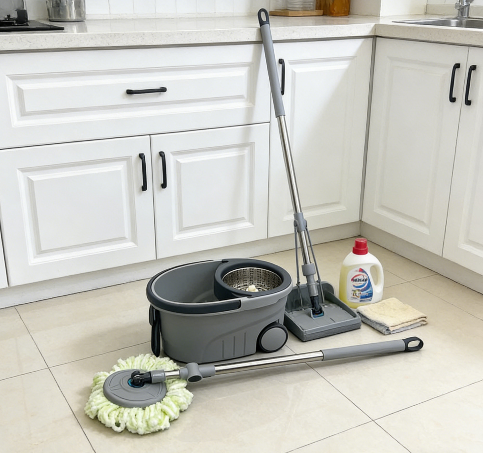 Hand-free mop set, lazy mop, easy to drain, hand-free, multi-functional household floor cleaning wonder, high-quality mop bucket Application Scenario