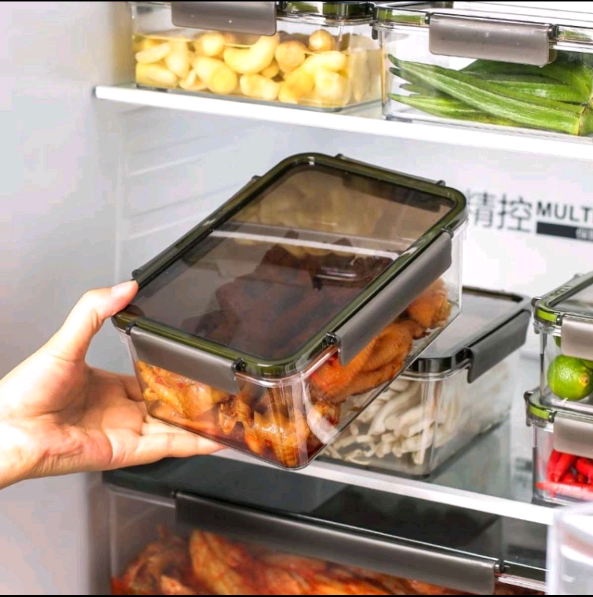 6209 Large sealed box, raw pickled chicken feet and chicken feet box, refrigerator special large capacity salad fruit box, kimchi box detail image 2