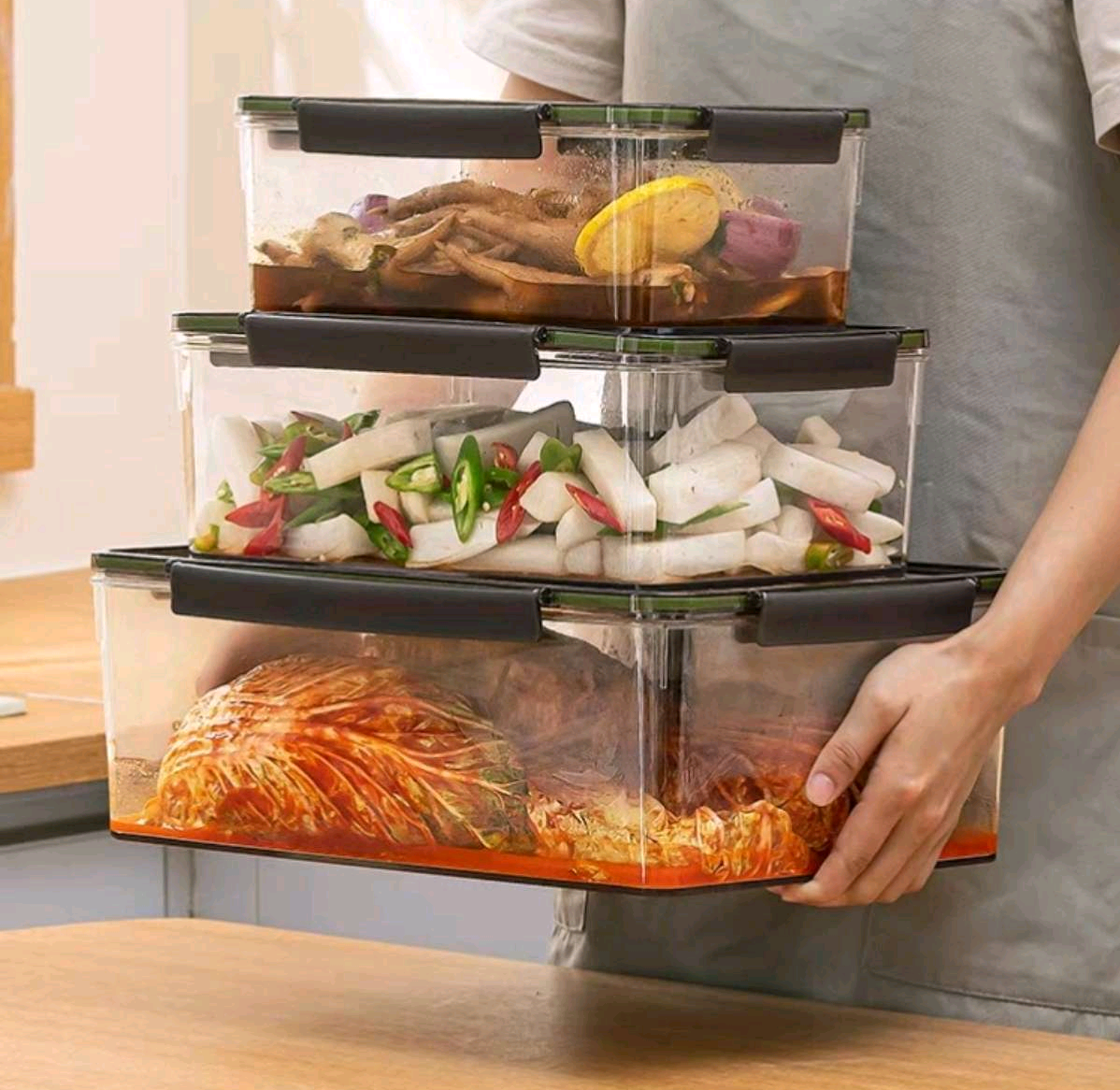 6209 Large sealed box, raw pickled chicken feet and chicken feet box, refrigerator special large capacity salad fruit box, kimchi box detail image 4