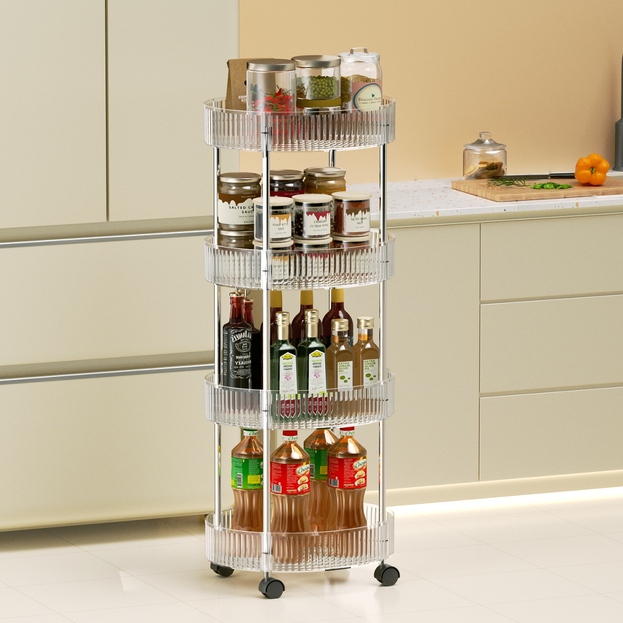 Multi-layered kitchen storage rack