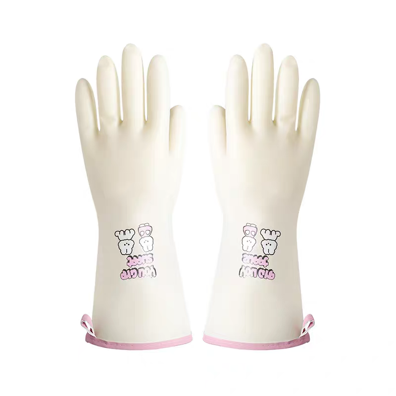 Shumida 8838 thickened nitrile gloves, kitchen durable dishwashing gloves, short open, winter fleece laundry gloves Item Picture