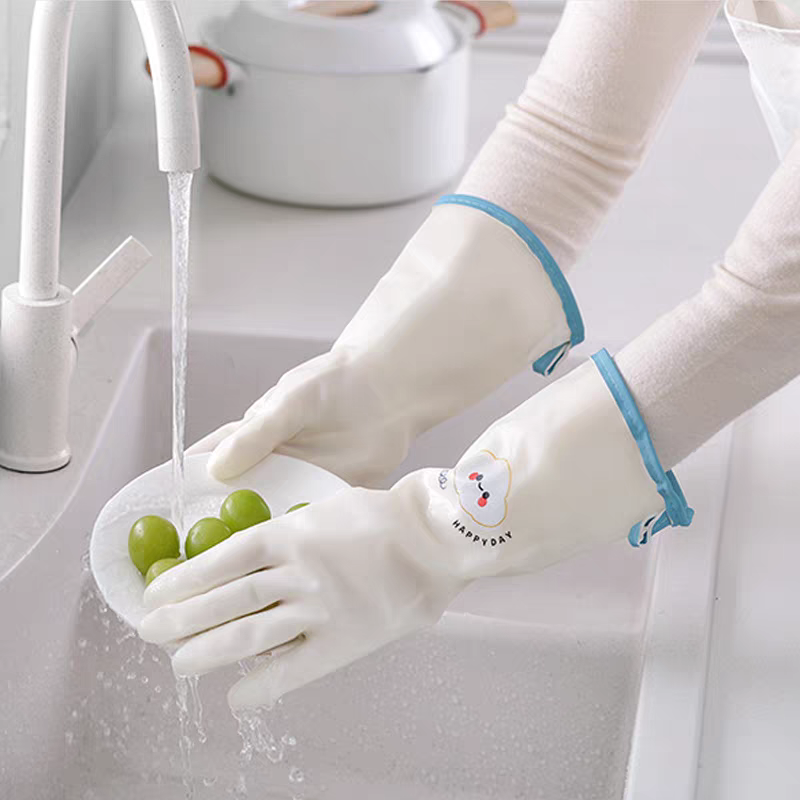 Shumida 8838 thickened nitrile gloves, kitchen durable dishwashing gloves, short open, winter fleece laundry gloves Specification image