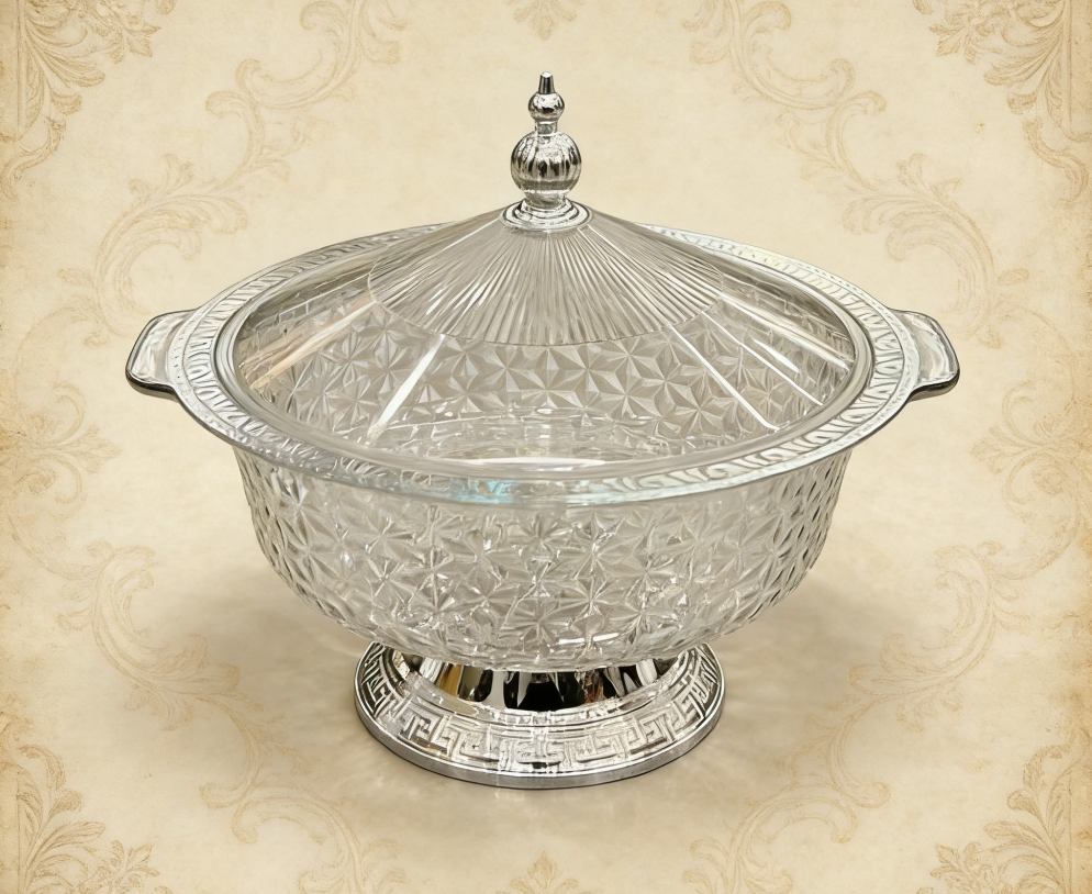 The new covered fruit plate is a special snack storage box for home living rooms. It is made of plastic PET with thickened dust-proof plates and features a silver high foot design, which is elegant and grand details Picture