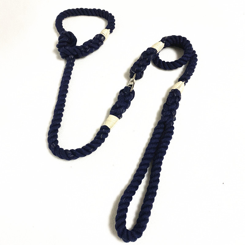 跨境货源现货宠物牵引带 三股棉彩色手工编织宠物遛狗绳 P链详情5