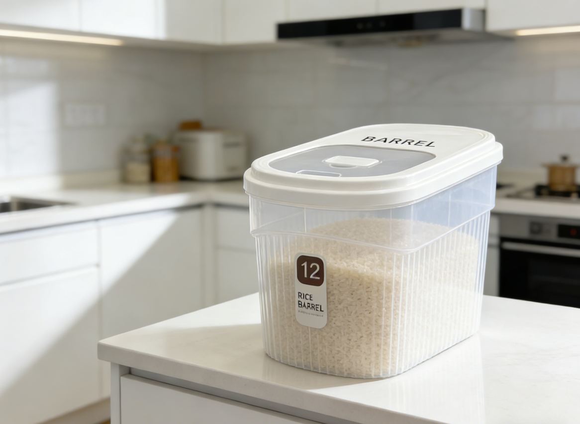 New household rice bucket, new large-capacity rice bucket, food-grade storage container, grain storage, moisture-proof and insect-proof, multiple specifications to choose from, multi-purpose rice bucket Item Picture