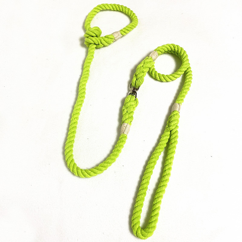 跨境货源现货宠物牵引带 三股棉彩色手工编织宠物遛狗绳 P链详情7