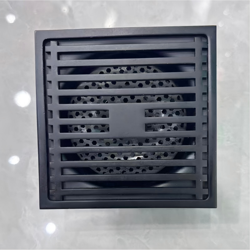 Black square floor drain, 10*10cm thickened and lengthened stainless steel floor drain for bathroom, toilet and hotel