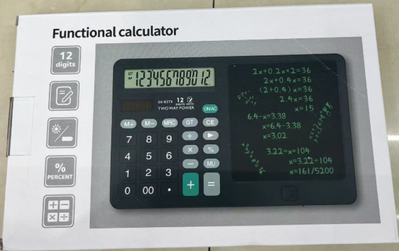 DS-837X Solar-powered Writing board, Drawing board, portable calculator, Office and student multi-functional electronic computer Writing board calculator details Picture