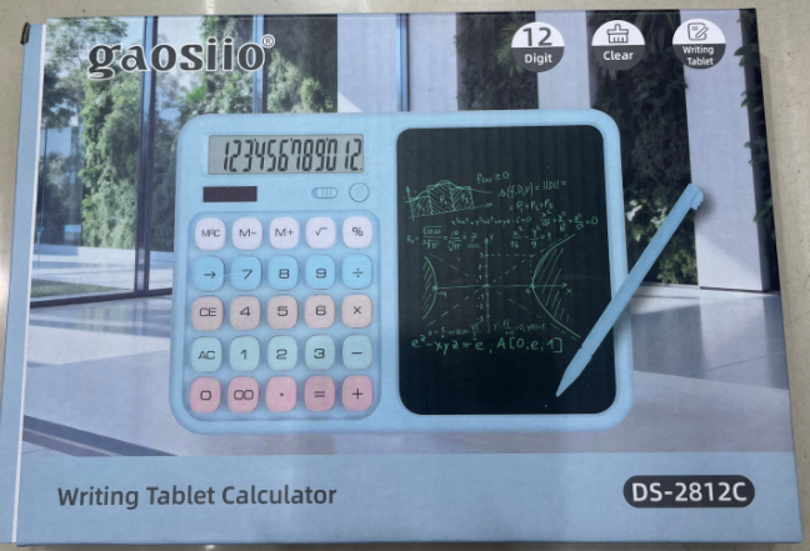 DS-2812C solar panel solar writing board, drawing and writing board, multi-functional calculator with writing screen, touch pen, portable small multi-purpose office and study computer, student calculator details Picture