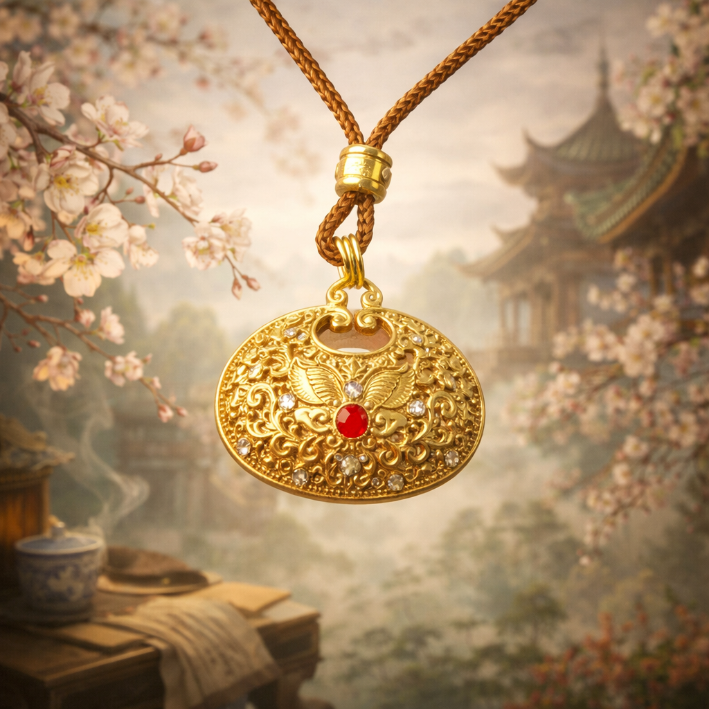 Golden Thangka, silver gilded, ancient-style gold ingot pendant, necklace, silver jewelry, jewelry pendant, decorative item