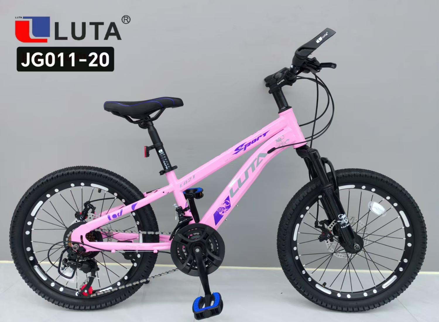 LUTA JG011-20 bicicleta de montaña para niños, color negro y azul, elegante y dinámica, ideal para el ciclismo al aire libre. details Picture