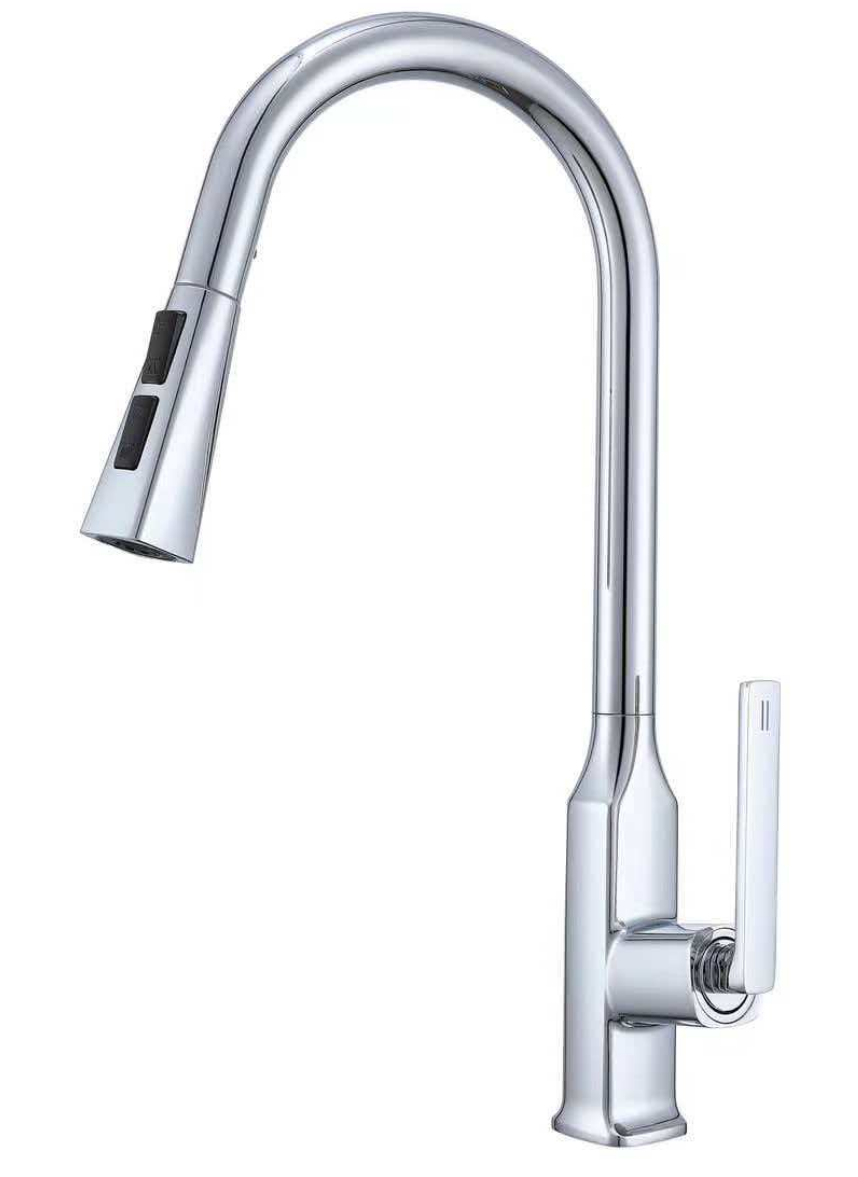 Pull-out faucet, hot and cold dual-purpose sink faucet, splash-proof stainless steel kitchen sink faucet